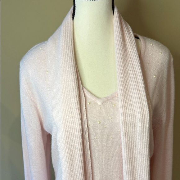 Karen Scott Sweater with Detachable Scarf Embellishments, Pink, Women's Size L - Picture 1 of 16